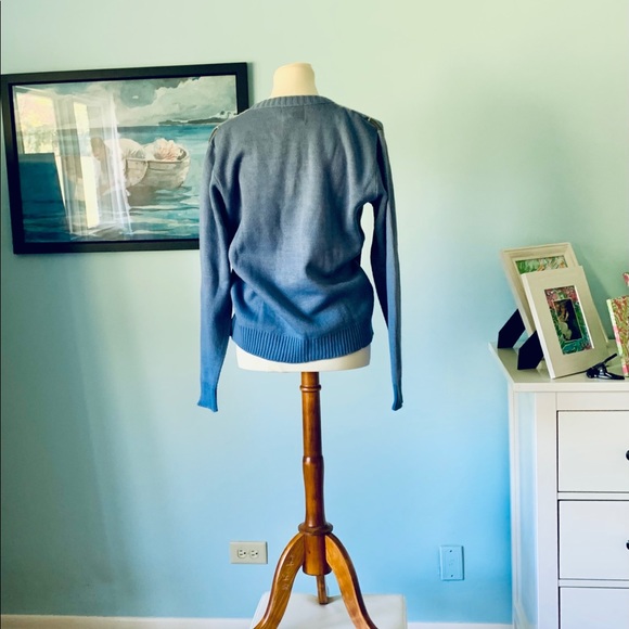 NWT Vintage Le Tigre Blue Argyle V Neck Sweater S - Picture 2 of 7